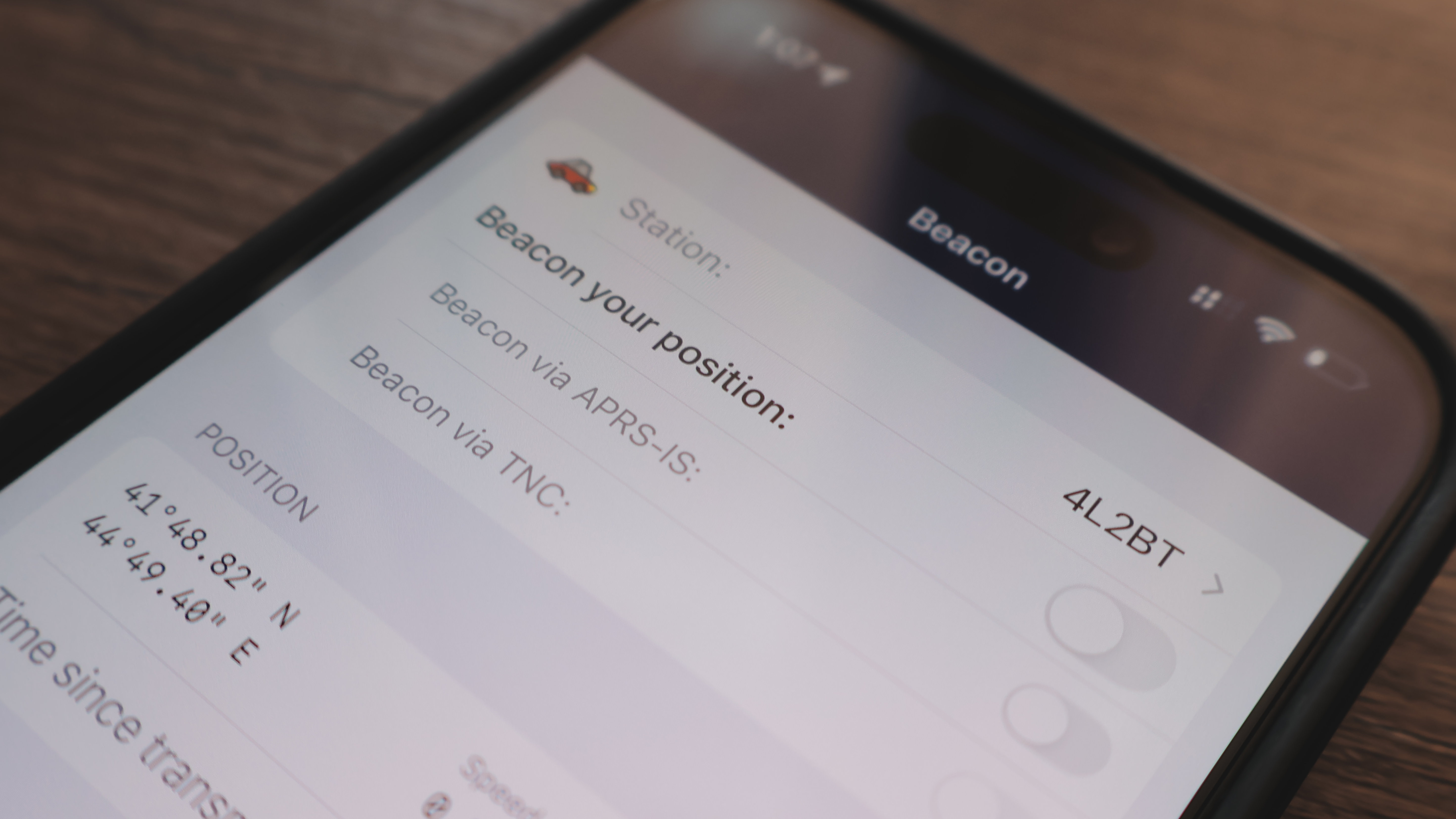 APRS.fi beacon screen